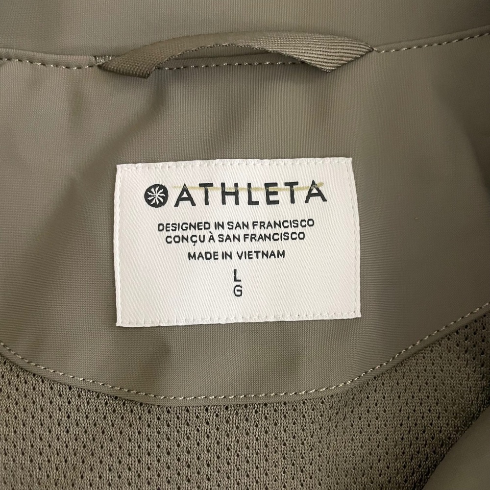 Athleta Stellar Trench Coat Olive Green Water Repellent Mesh Venting Womens L - Picture 8 of 13
